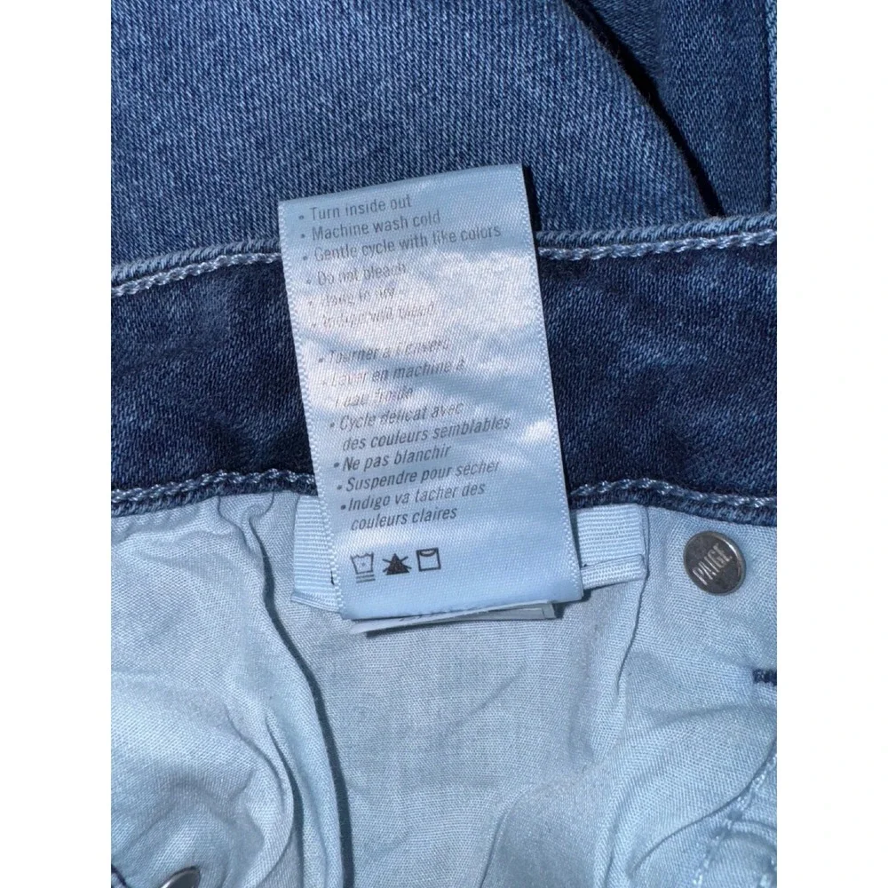 Paige High Rise Laurel Canyon Size 29 Flare Jeans Dark Wash Raw Hem - Picture 4 of 8